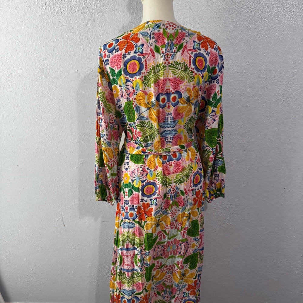 Floral Multicolor Women's Robe with Belt - Picture 5 of 8